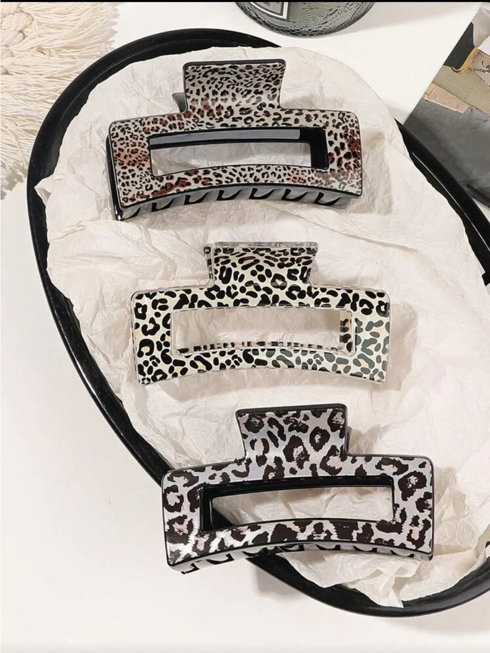 Leopard Print Rectangular Hair Claw Clip - Multicolor